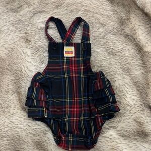 Christmas Plaid Baby Romper with Ruffle Butt